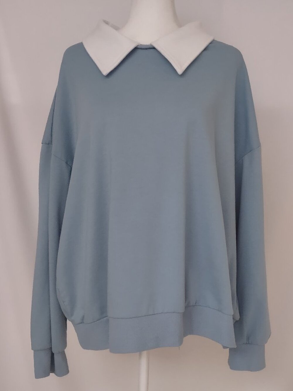EUC Light Blue Long S. with White Collar